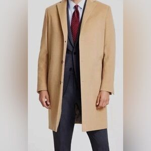 Brooks Brothers Men's Beige Wool Lined Logo Three-Button Jacket Coat Size 40R